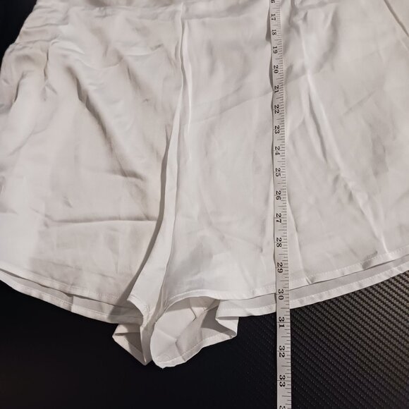 NEW‎ Lulus Likely Lover Ivory Satin Asymmetrical Cowl Neck Romper 2" Inseam XL - Picture 16 of 16